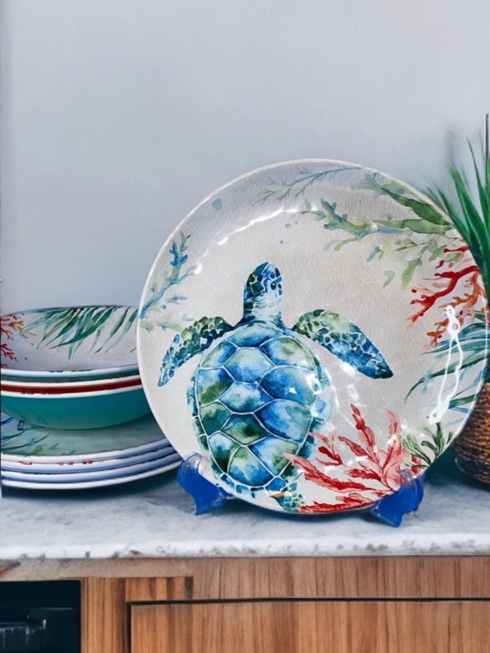 The Food Network New Sea-life Melamine Dinner plate set of 7